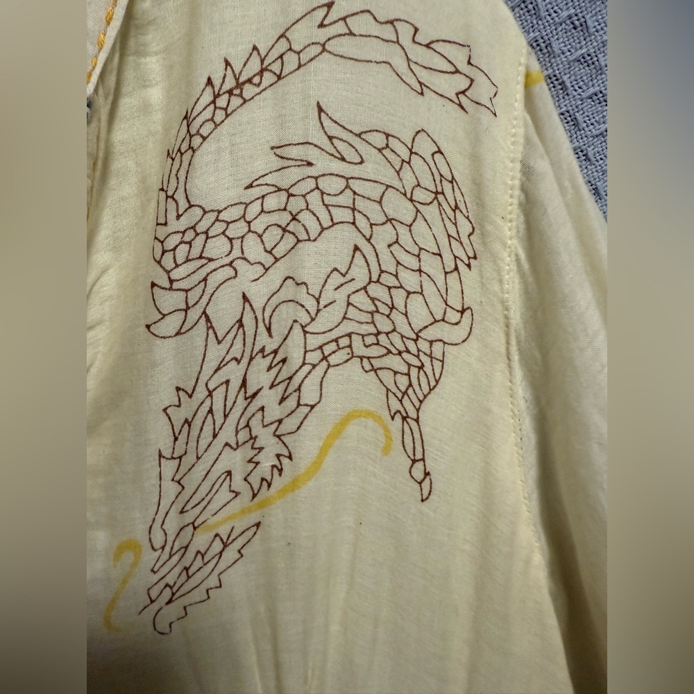 Dolma Bohemian ivory Dress with Patterned Sleeves size large - Picture 5 of 9